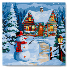 Afbeelding in Gallery-weergave laden, Mini Schilderen op Nummer met Frame - Sneeuwpop en het Huisje