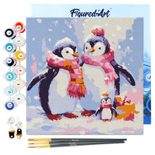 Afbeelding in Gallery-weergave laden, Mini Schilderen op Nummer met Frame - Pinguïnfamilie in de Sneeuw