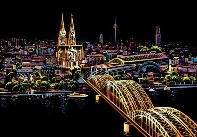 Scratch Painting - Hohenzollern Brug in Duitsland