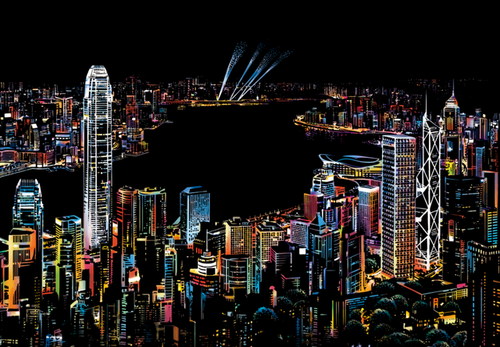 Scratch Painting - Hong Kong 's nachts