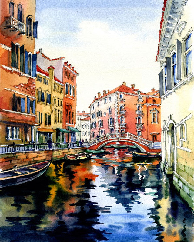 Schilderen op Nummer Venetië aquarel Figured'Art gemiddeld nieuwkomers steden landschappen