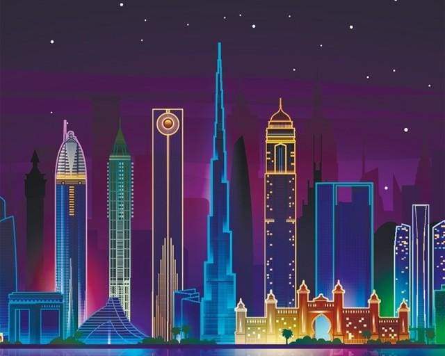 Schilderen op Nummer - Aziatische stad bij nacht