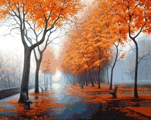 Schilderen op Nummer - Herfst mist