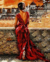 Afbeelding in Gallery-weergave laden, Schilderen op Nummer - Mooie vrouw in rode jurk