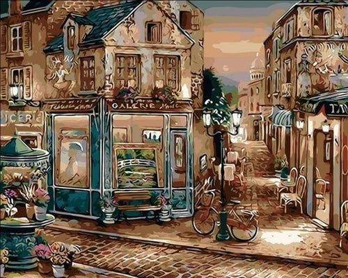 Schilderen op Nummer - Fiets in de buurt van de Vintage Gallery