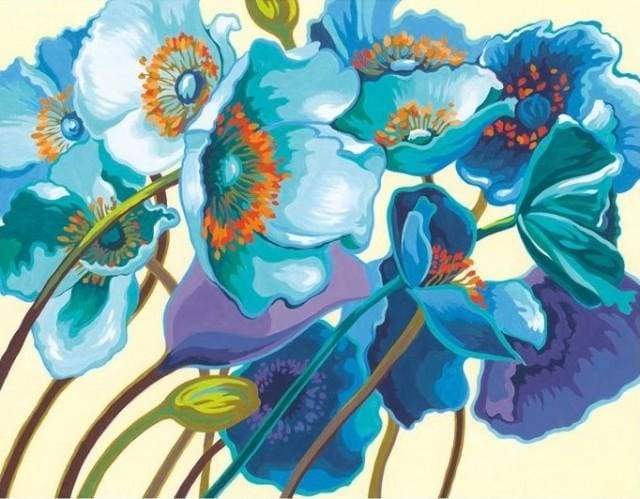 Schilderen op Nummer - Blauwe bloemen