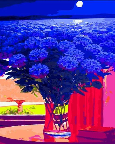 Schilderen op Nummer - Blauwe hortensia's