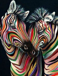 Diamond Painting - Een paar zebra's 40x50cm reeds ingelijst