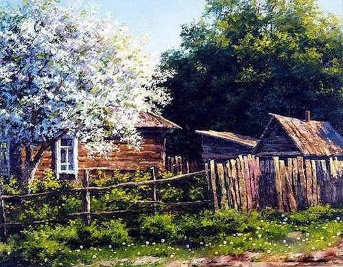 Schilderen op Nummer - Hut en witte boom
