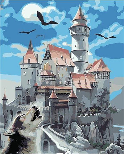 Schilderen op Nummer - Kasteel en Wolf