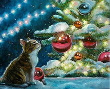 Afbeelding in Gallery-weergave laden, Schilderen op Nummer - Kat en kerstballen