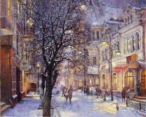 Schilderen op Nummer - Stad tijdens de winter
