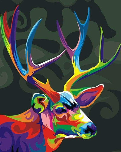 Schilderen op Nummer - Kleurrijke herten Pop-art