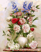 Afbeelding in Gallery-weergave laden, Schilderen op Nummer - Kleurrijke bloemen in een witte vaas