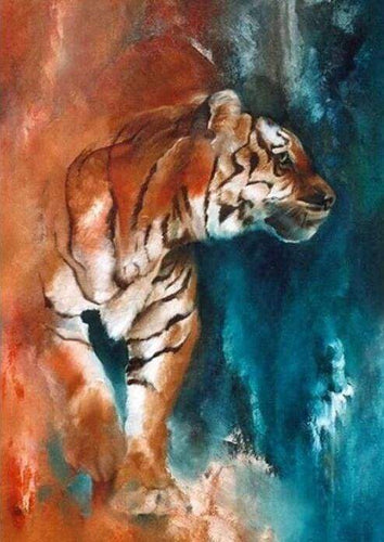 Diamond Painting - Abstracte tijger dieren, Diamond Painting Dieren, tijgers