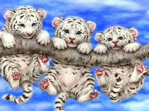 Diamond Painting - Baby tijgers ondeugend dieren, Diamond Painting Dieren, tijgers