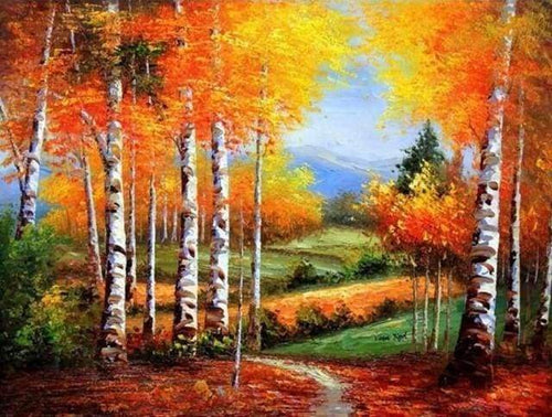 Diamond Painting - Berken in de herfst Diamond Painting Landschappen, landschappen