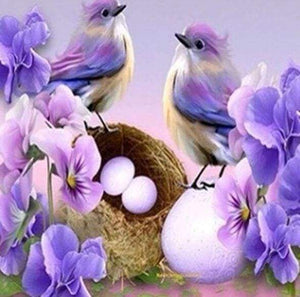 Diamond Painting - Vogels en eieren dieren, vogels, Diamond Painting Dieren