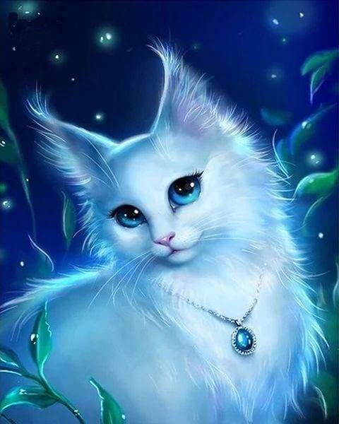 Diamond Painting - Kat en ketting dieren, katten, Diamond Painting Dieren