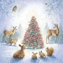 Afbeelding in Gallery-weergave laden, Diamond Painting - Kerstboom en dieren dieren, Kerstmis, Diamond Painting Dieren