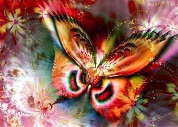 Diamond Painting - Kleurrijke vlinder dieren, vlinders, Diamond Painting Dieren