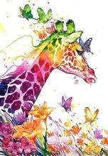 Afbeelding in Gallery-weergave laden, Diamond Painting - Kleurrijke Giraf dieren, Diamond Painting Dieren, giraffen
