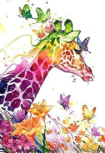 Diamond Painting - Kleurrijke Giraf dieren, Diamond Painting Dieren, giraffen