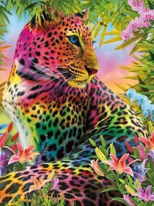 Diamond Painting - Kleurrijk Luipaard dieren, Diamond Painting Dieren, luipaarden