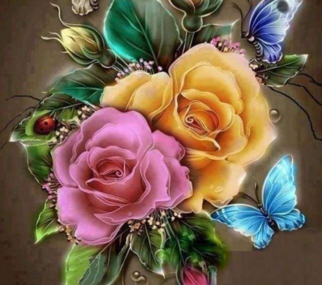 Diamond Painting - Kleurrijke rozen Diamond Painting Bloemen, bloemen