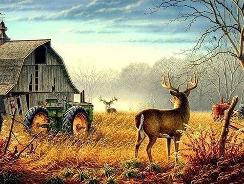 Diamond Painting - Herten Campagne dieren, Diamond Painting Dieren