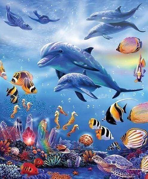 Diamond Painting - Dolfijnen en zee dieren, Diamond Painting Dieren, dolfijnen