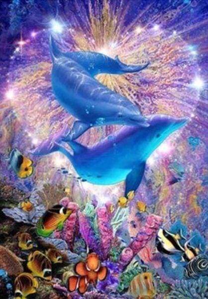 Diamond Painting - Dolfijnen dieren, Diamond Painting Dieren, dolfijnen