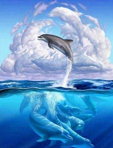 Diamond Painting - Dolfijnen springen dieren, Diamond Painting Dieren, dolfijnen