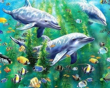 Afbeelding in Gallery-weergave laden, Diamond Painting - Dolfijnen onder water dieren, Diamond Painting Dieren, dolfijnen