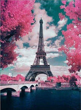 Afbeelding in Gallery-weergave laden, Diamond Painting - Eiffeltoren en bloemen steden, Diamond Painting Steden, Diamond Painting Romantiek, bloemen, romantiek