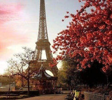 Afbeelding in Gallery-weergave laden, Diamond Painting - Eiffeltoren en rode bloemen steden, Diamond Painting Steden, bomen