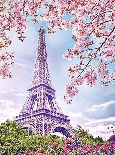 Diamond Painting - Eiffeltoren in de lente steden, Diamond Painting Steden, Diamond Painting Romantiek, romantiek