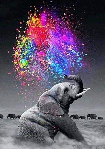 Diamond Painting - Olifant en kleuren dieren, Diamond Painting Dieren, olifanten