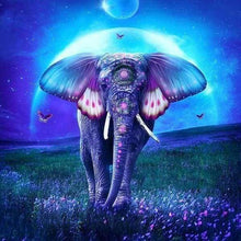 Afbeelding in Gallery-weergave laden, Diamond Painting - Olifant en volle maan dieren, Diamond Painting Dieren, olifanten