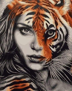 Diamond Painting - Vrouwelijke tijger dieren, Diamond Painting Dieren, tijgers