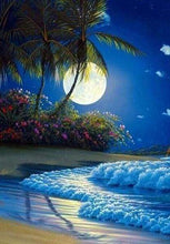 Afbeelding in Gallery-weergave laden, Diamond Painting - Volle maan aan het strand Diamond Painting Romantiek, romantiek