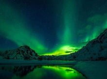 Afbeelding in Gallery-weergave laden, Diamond Painting - Groen noorderlicht Diamond Painting Landschappen, landschappen