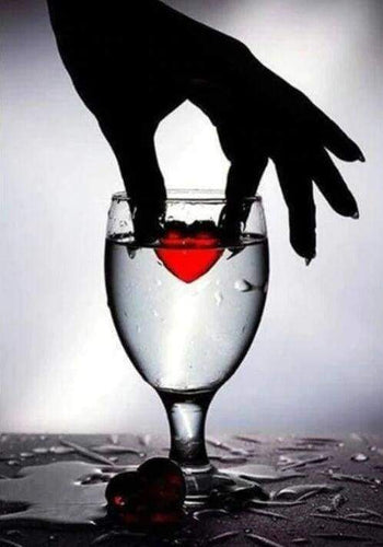 Diamond Painting - Hart in een glas Diamond Painting Romantiek, romantiek