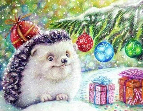 Diamond Painting - Egel en geschenken dieren, Diamond Painting Dieren, egels