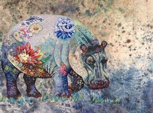 Afbeelding in Gallery-weergave laden, Diamond Painting - Nijlpaard bloemen dieren, Diamond Painting Dieren, Diamond Painting Bloemen, bloemen