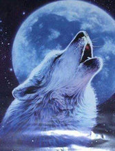 Afbeelding in Gallery-weergave laden, Diamond Painting - Huilende wolf en volle maan dieren, Diamond Painting Dieren, konijnen, wolven