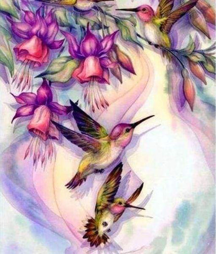 Diamond Painting - Kolibries tijdens de vlucht dieren, Diamond Painting Dieren
