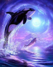 Afbeelding in Gallery-weergave laden, Diamond Painting - Springende orca dieren, Diamond Painting Dieren