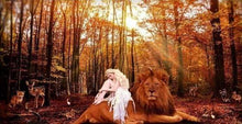 Afbeelding in Gallery-weergave laden, Diamond Painting - Dame en de leeuw dieren, Diamond Painting Dieren, leeuwen