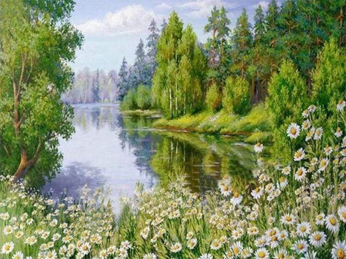 Diamond Painting - Dichtbij het meer Diamond Painting Landschappen, landschappen